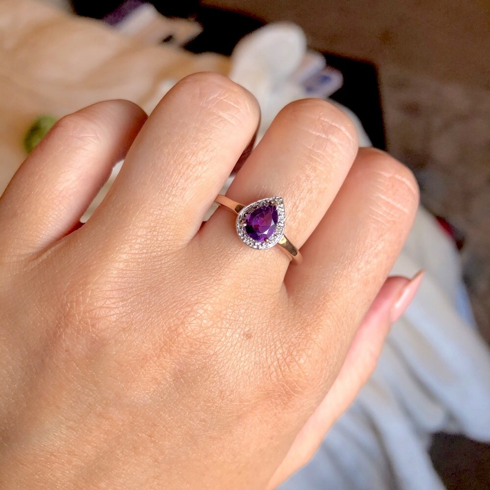Amethyst & Diamond Rose Gold Vermeil Ring